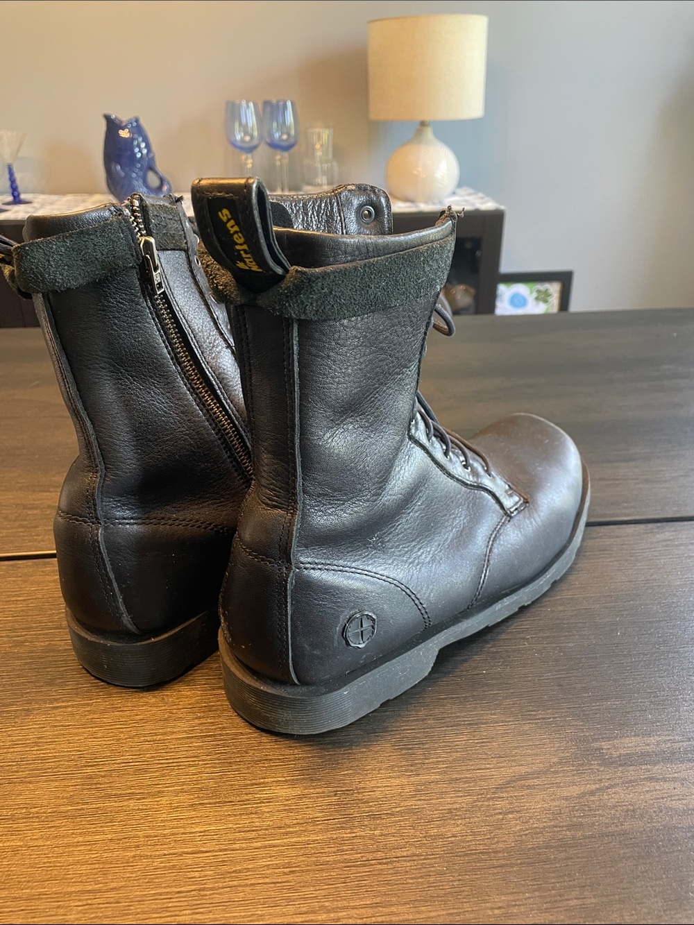 Dr. Martens Black Military Style Leather Side-Zip Lace-Up Boots